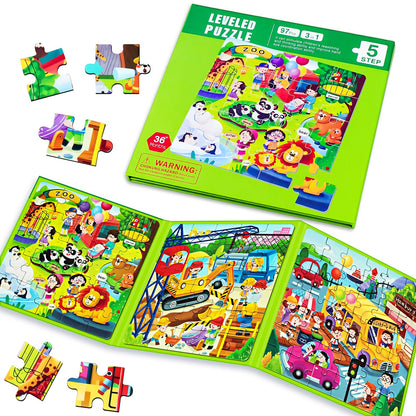 Magnetic Puzzles for Kids Ages 4-8, 3 in 1 Cartoon Jigsaw Puzzle Book, Toddlers Travel Puzzles Toys, Preschool Learning Toy for Children 3-8 Year