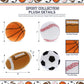 DolliBu Sports Balls Plush - Fluffy Soft Toys for Playing Catch With Kids, Squishy Playtime Toys for Girls and Boys, Stuffed Room Decor - 4 Pc Set