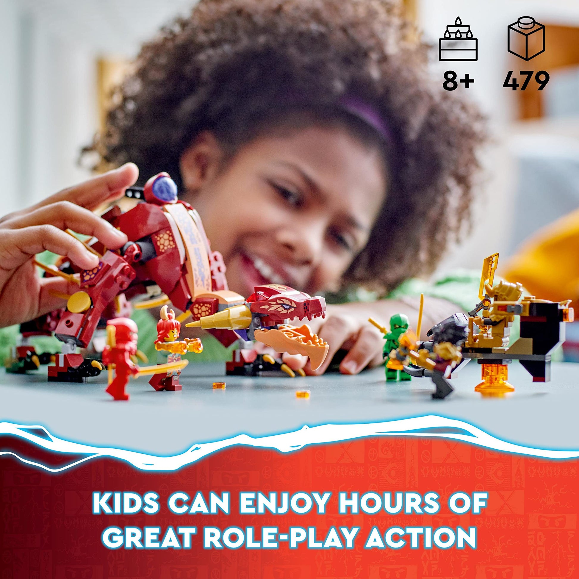 LEGO Ninjago 71793 Fire Heatwave Dragon, Toy Blocks, Present, Ninja, Carrot, Boys, 8 Years Old and Up