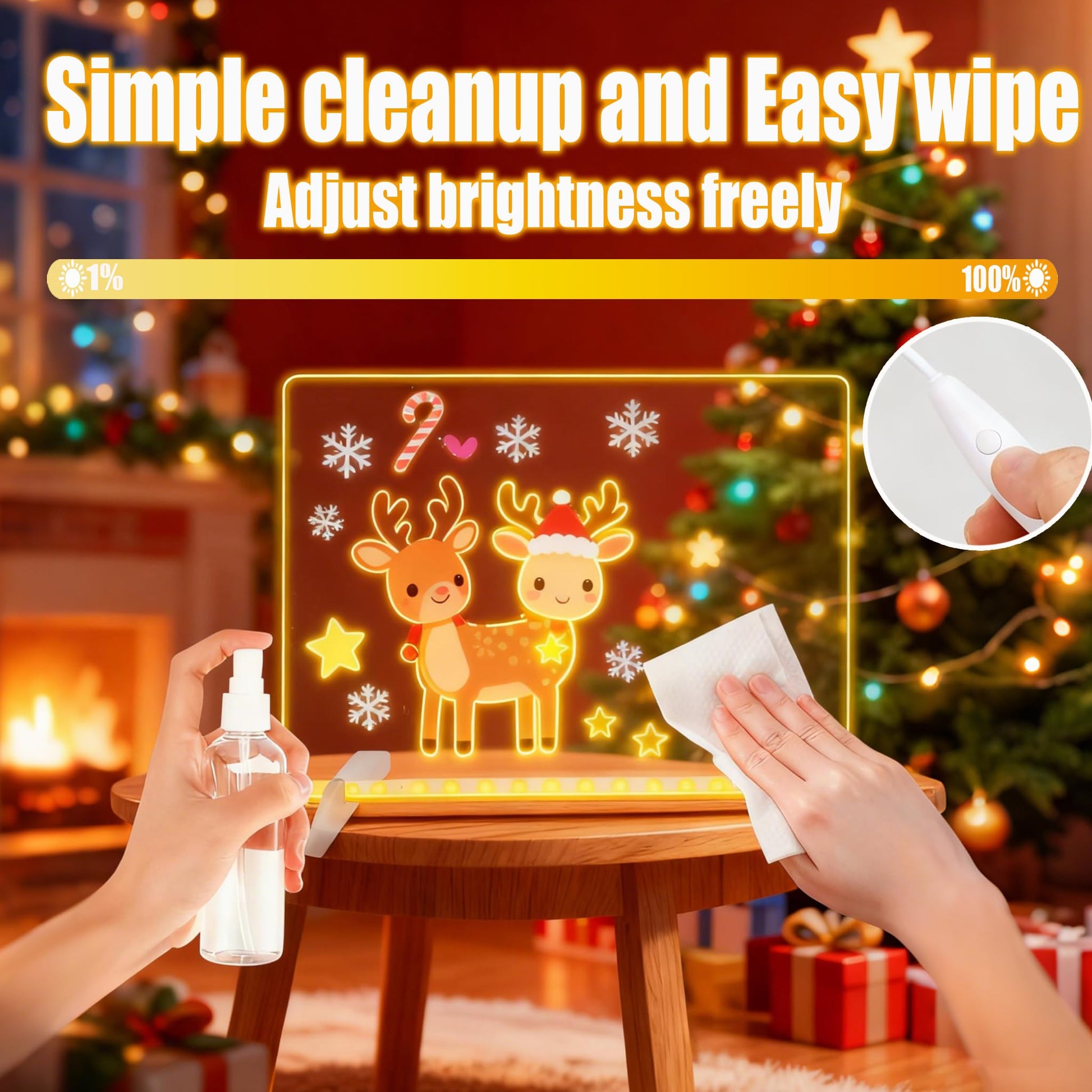 Led Note Board with Colors,Led Light Up Acrylic Message Board,Led Note Board with 4 Modes 7 Color Pens,Light Up Dry Erase Board Stand Drawing Board