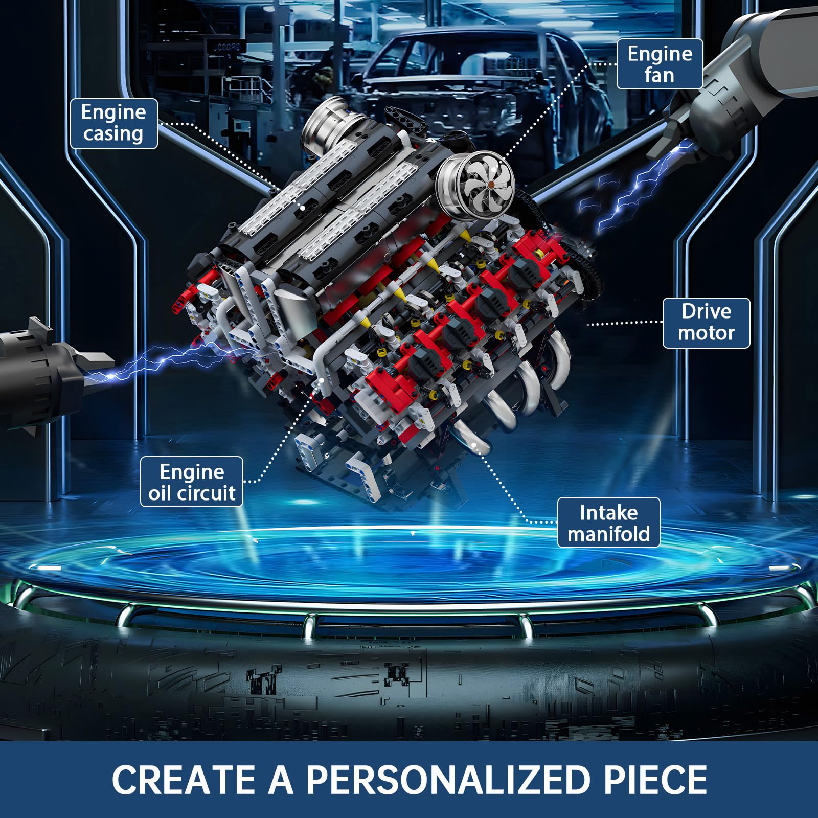 Mould King V8 Engine Building Set, 2718 Pcs Model Kit for Adults 14+