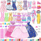 MCZQXW 65 Pcs Doll Clothes and Accessories, 5 Fashion Dresses, 3 Wedding Gowns, 4 Outfits Top & Pant, 3 Swimsuits Bikini, 5 Slip Skirts, 20 Hangers