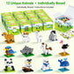 Mini Animal Building Blocks 12 Pack, No Duplicates, Individually Boxed with Instructions, Party Favors for Kids 6-12, Classroom Prizes & Prize Box