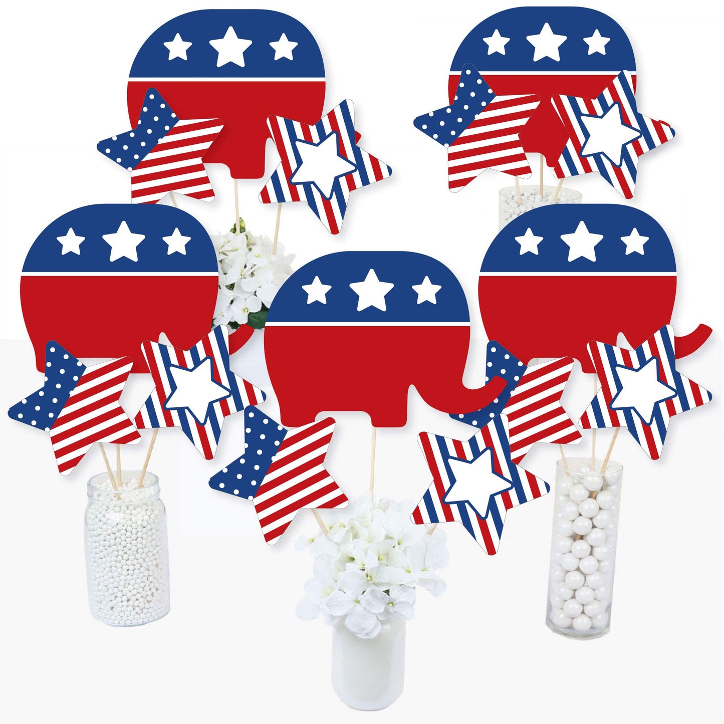Big Dot of Happiness Republican Election - Political Party Centerpiece Sticks - Table Toppers - Set of 15