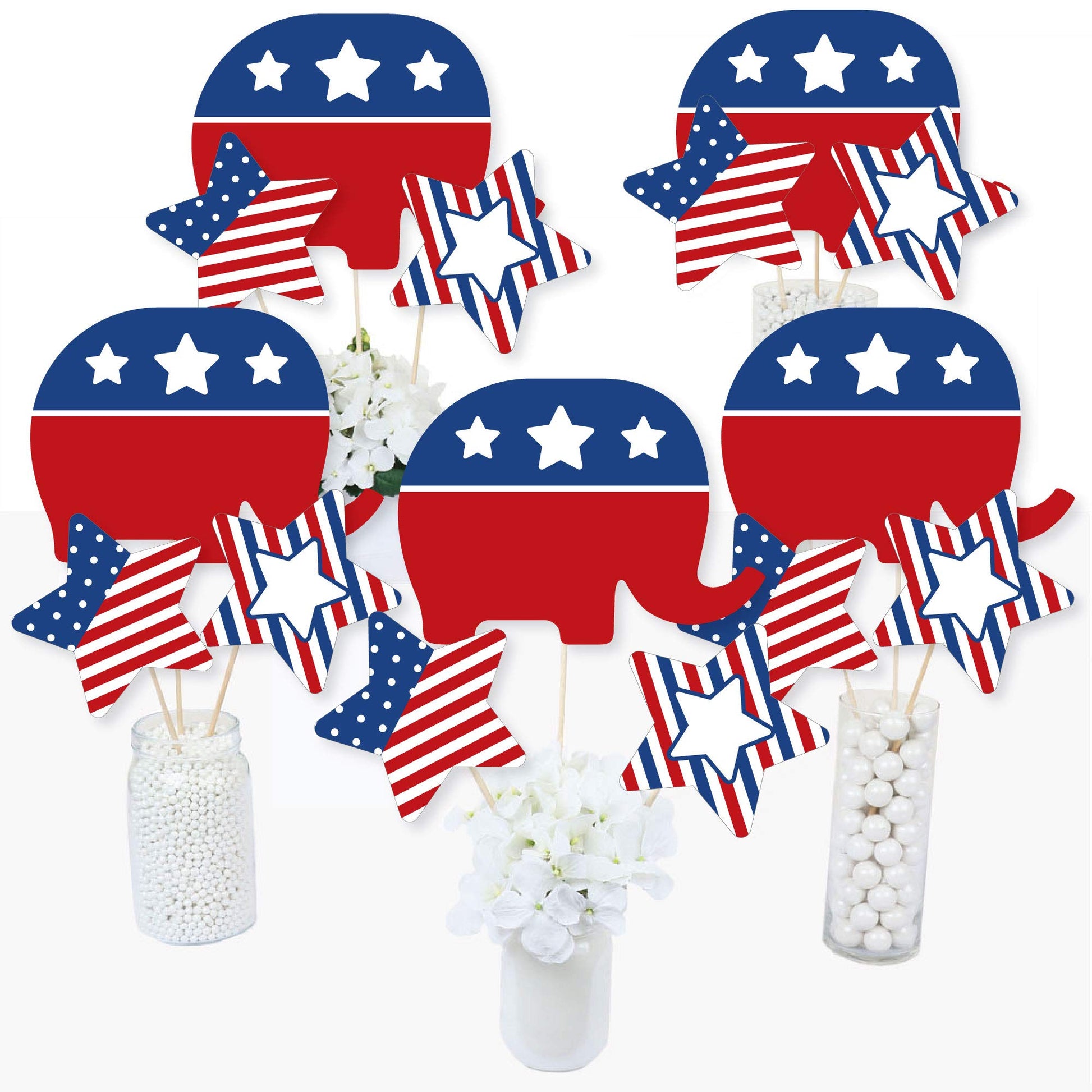Big Dot of Happiness Republican Election - Political Party Centerpiece Sticks - Table Toppers - Set of 15
