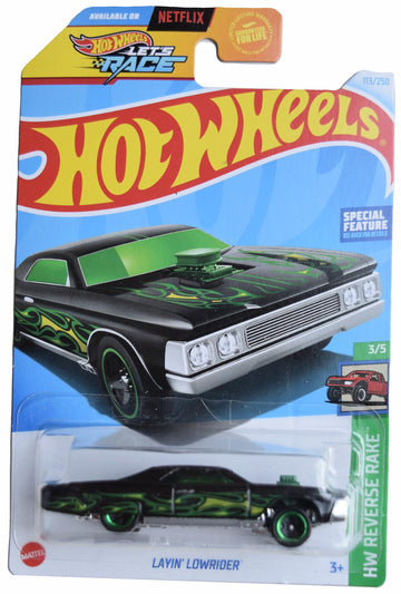 Hot Wheels Layin' Lowrider, HW Reverse Rake 3/5 [Black/Green] 113/250