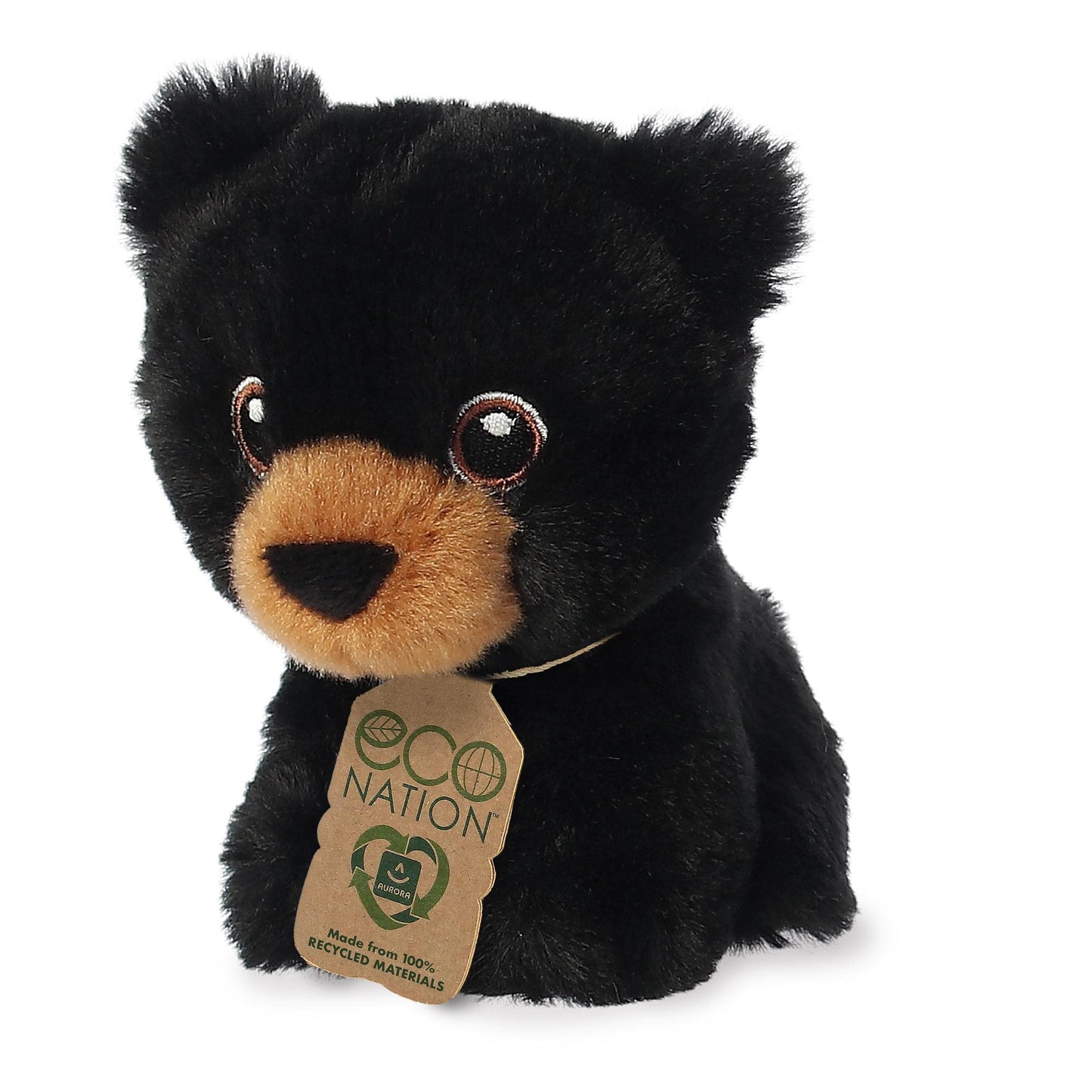 Aurora® Responsibly Made Eco Nation™ Mini Black Bear Stuffed Animal - Ideal for Playtime Adventures - Perfect for Birthdays or Just Because - Black 4