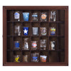 Gallery Solutions - 18x16 Shot Glass Collection - Walnut Collectable Display Case - Hinged Front - 28 Display Slots for Shot Glasses - Bar, Home