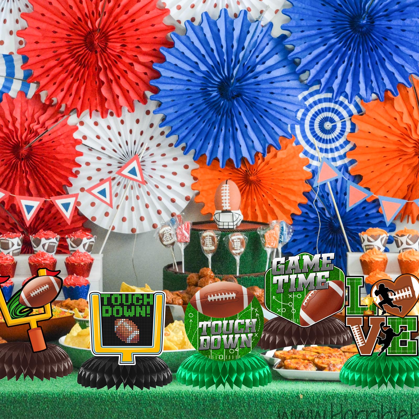 12Pcs Football Party Decorations Football Honeycomb Centerpieces Football Table Centerpiece Supplies for Football Birthday Party Tailgate Game Day