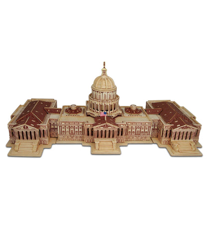 Puzzled 3D Puzzle The US Capitol Building Wood Craft Construction Model Kit Educational DIY Wooden Toy Assemble Model Unfinished Crafting Hobby Puzzle