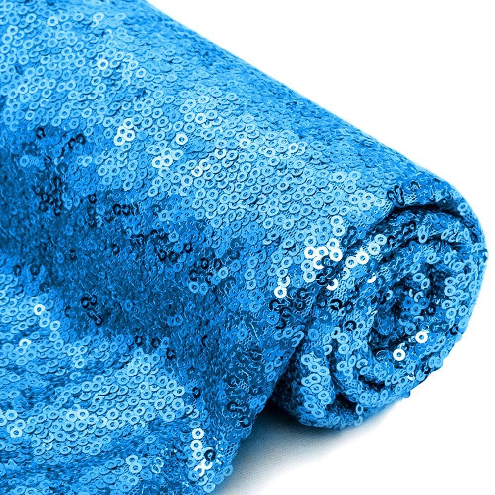 QueenDream Sparkly Sequin Tablecloth - Aqua Blue Table Cloth 50x80 Inches Rectangle Table Overlay Fabric for Birthday Parties Baby Shower Decoration