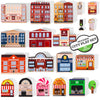 20 Pc Wooden City Play Set - Wooden Town Buildings and Street Signs for Play Mats, Toy Cars and Trains - Educational Preschool Track Accessories
