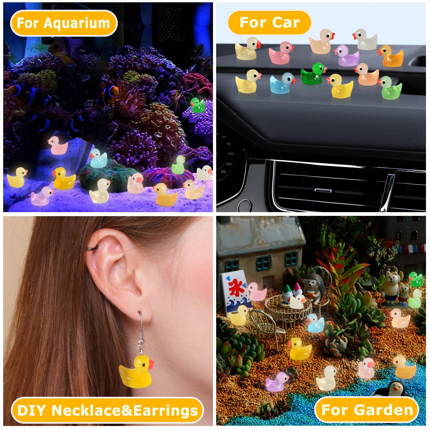 Arcimatto 240 Pack Mini Ducks Tiny Resin Duck Bulk Decor Figures for Miniature Dollhouse Decor Garden Aquarium Potted Ornament, DIY Charm Crafts Hide