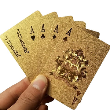 SFALCI 1pc Waterproof Plastic Poker Playing Cards PET Table Games Halloween/Thanksgiving Day (Solid Gold Tone)