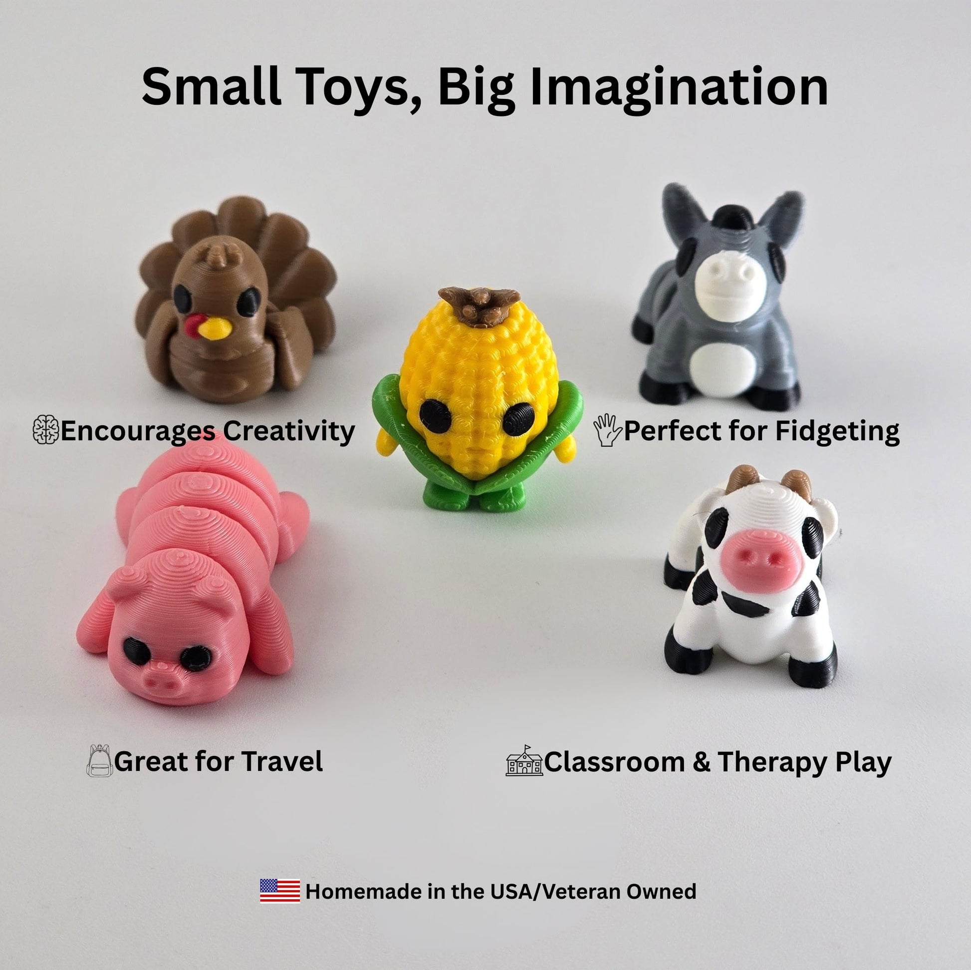 Itty Bitty’s at The Dino Park - Set of 10 Mini 3D Printed Dinosaurs | T-Rex Triceratops Stegosaurus & More | Collectible Toy Figures | Sensory Bin