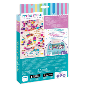 Make It Real: Rainbow Dream Jewelry Kit - Create 3 Unique Charm Bracelets & A Ring, 123 Pieces, Includes Play Tray, All-in-One, DIY Colorful Bead