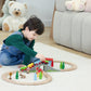 Jasey's Toy Chest 33-Piece Wooden Little Town Train Adventure Set | Interlocking Tracks, Bridge, & Town Accessories | Compatible with Other Wooden
