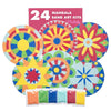 Podzly Sand Painting Mandala Coloring Craft Kits 24 Piece - Self-Adhesive Sand Art Peel Kit for Kids Ages 5+ - 6 Colors & 5 Inch Round Canvases