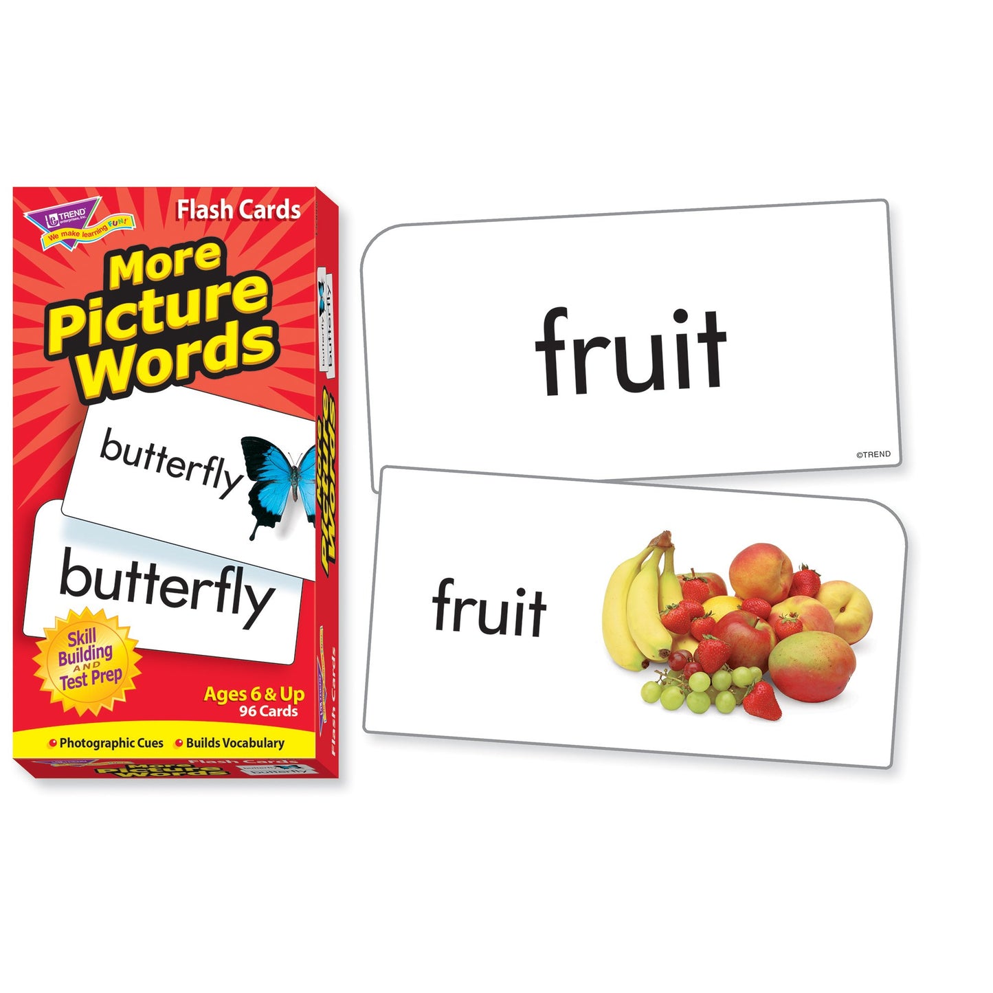 Trend Enterprises: More Picture Words Skill Drill Flash Cards, Great for Skill Building and Test Prep, Photo Cues, Builds Vocabulary, 96 Cards