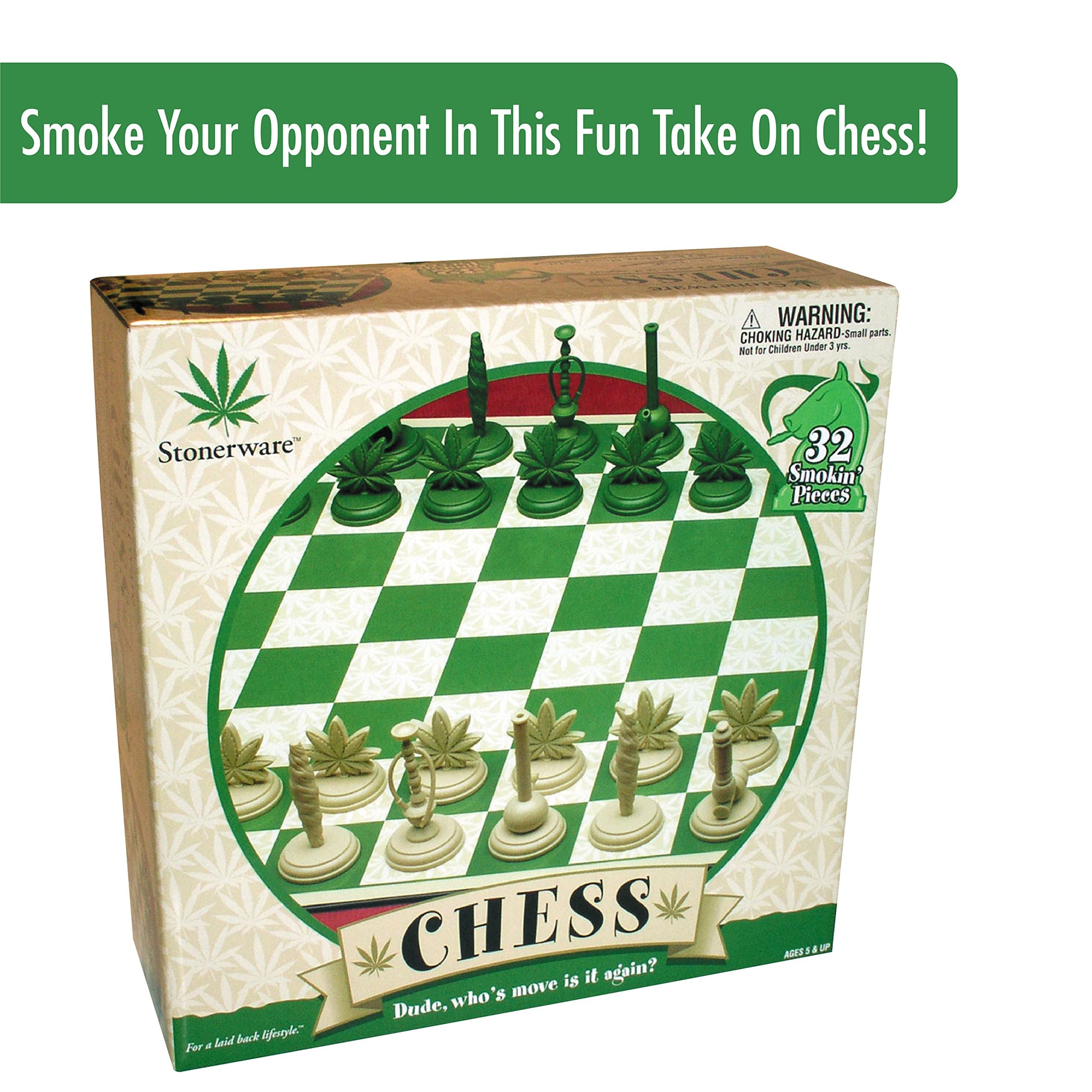 ICUP Stonerware Chess Set Game - Novelty Themed Chess Set for Adults - 32 Unique Pieces, Funny Chess Board Game - Gag Gift for Adults