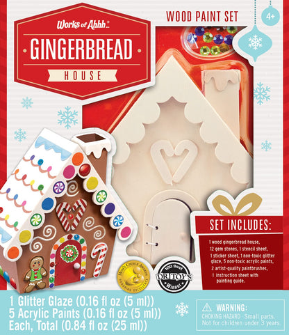 Works of Ahhh Holiday Craft Set - Gingerbread House Wood Paint Kit - Comes with Everything You Need