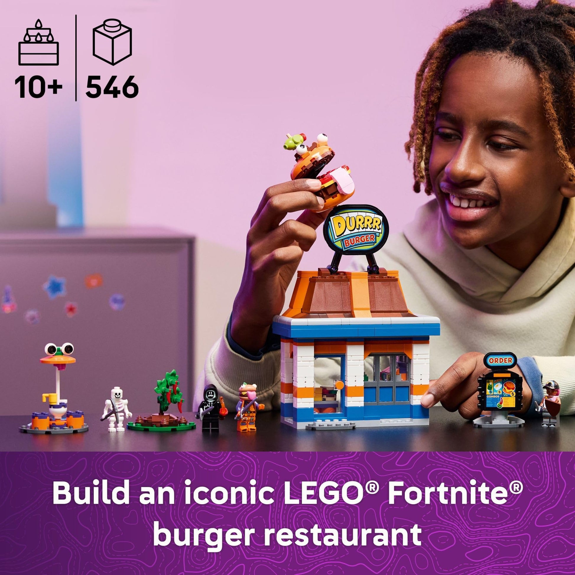 LEGO Fortnite Durrr Burger Restaurant Kids Toy - Video Game Building Set for Boys & Girls, Ages 10+ - Fortnite Minifigures Beach Boss, Grimy, and More