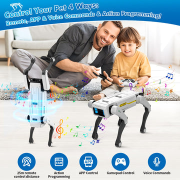 Dingdongwu Smart Robot Dog - Interactive STEM Pet with Voice Control, 30+ Actions & APP Programming, Durable Design for Kids Age 6+ (Compatible with