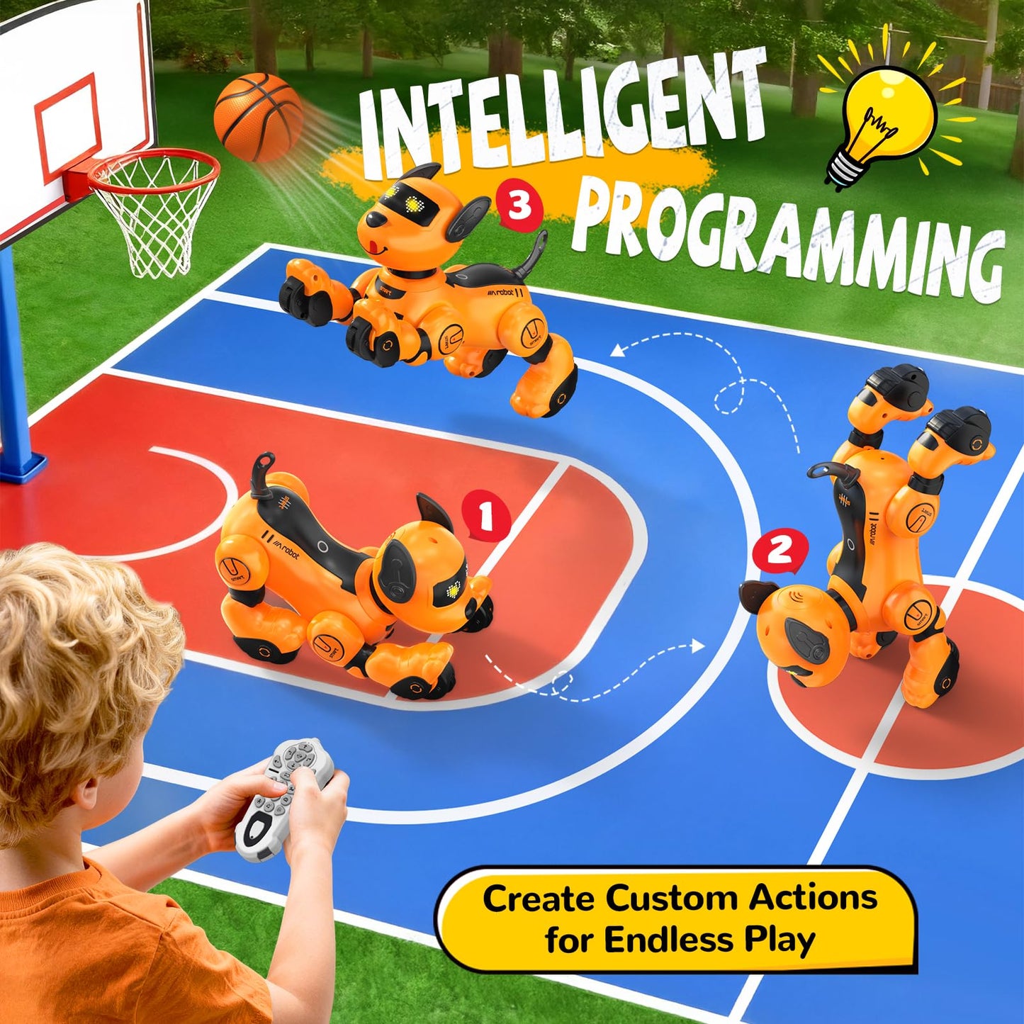 anysun Robot Dog Toy for Kids, Programmable Remote Control Robots Puppy with Follow Up & Touch Sensors, Dancing & Singing, Smart Stunt Robot Pet