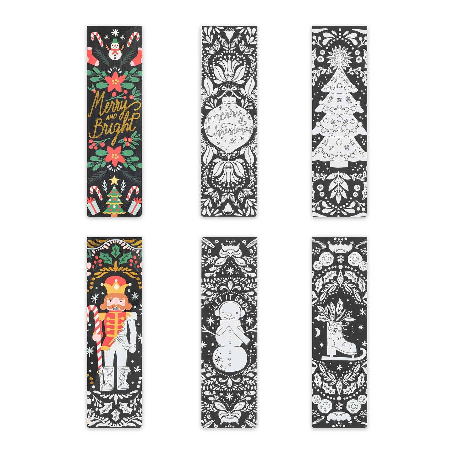 Brea Reese: Scratch Art Bookmark Kit - Holiday Motifs - 10 Bookmarks, Metallic Guided Art, Holiday-Themed, Family-Friendly, Calming Adult Craft Kit