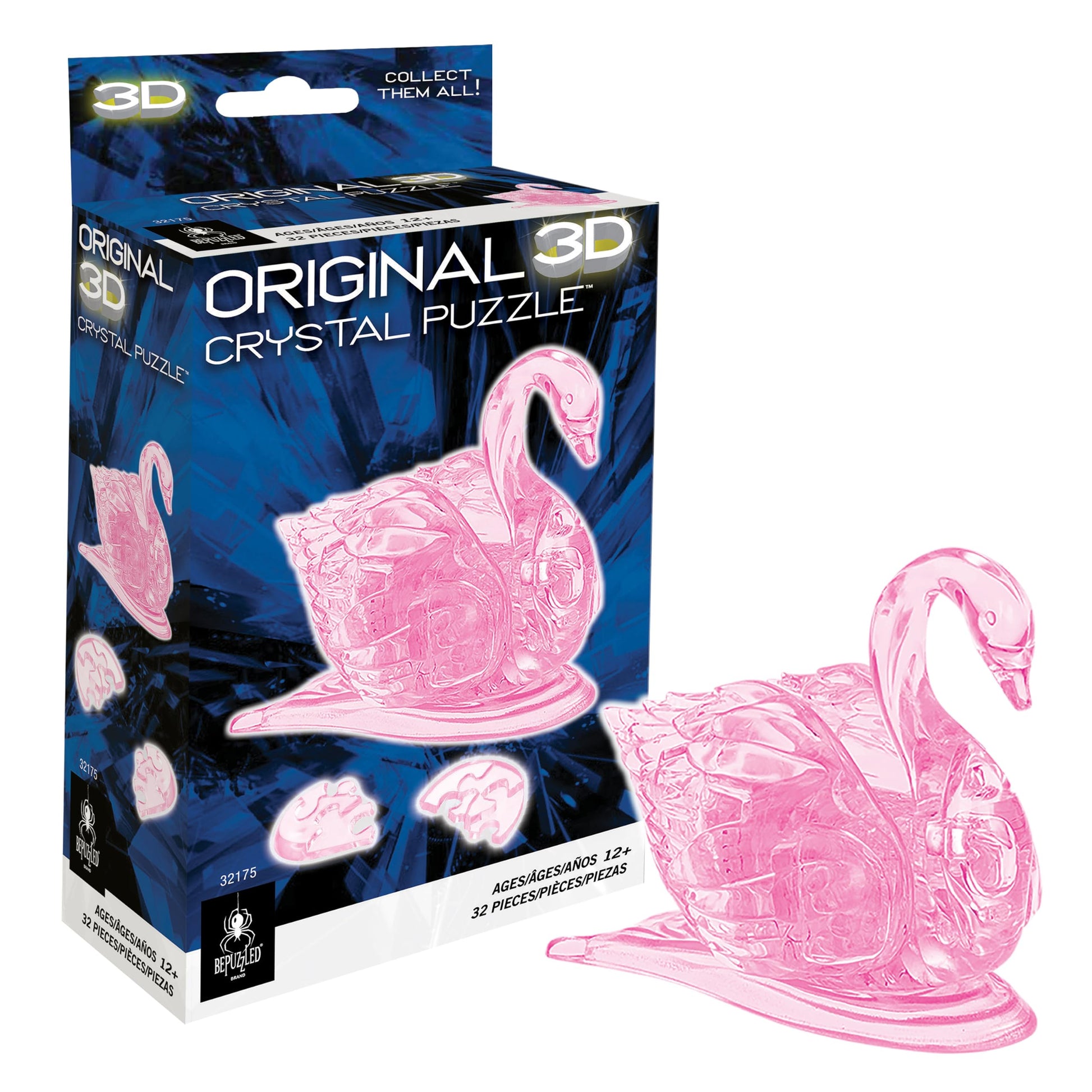 Swan II Crystal 3D Puzzle, 32-Pc Brain Teaser, Ages 12+