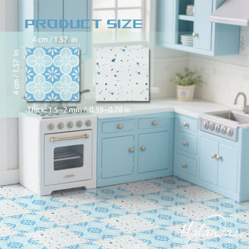 Halandar Dollhouse Flooring Tiles on 1/12 1/6 Scale Miniature Decor Accessories 32pcs Double-Sided