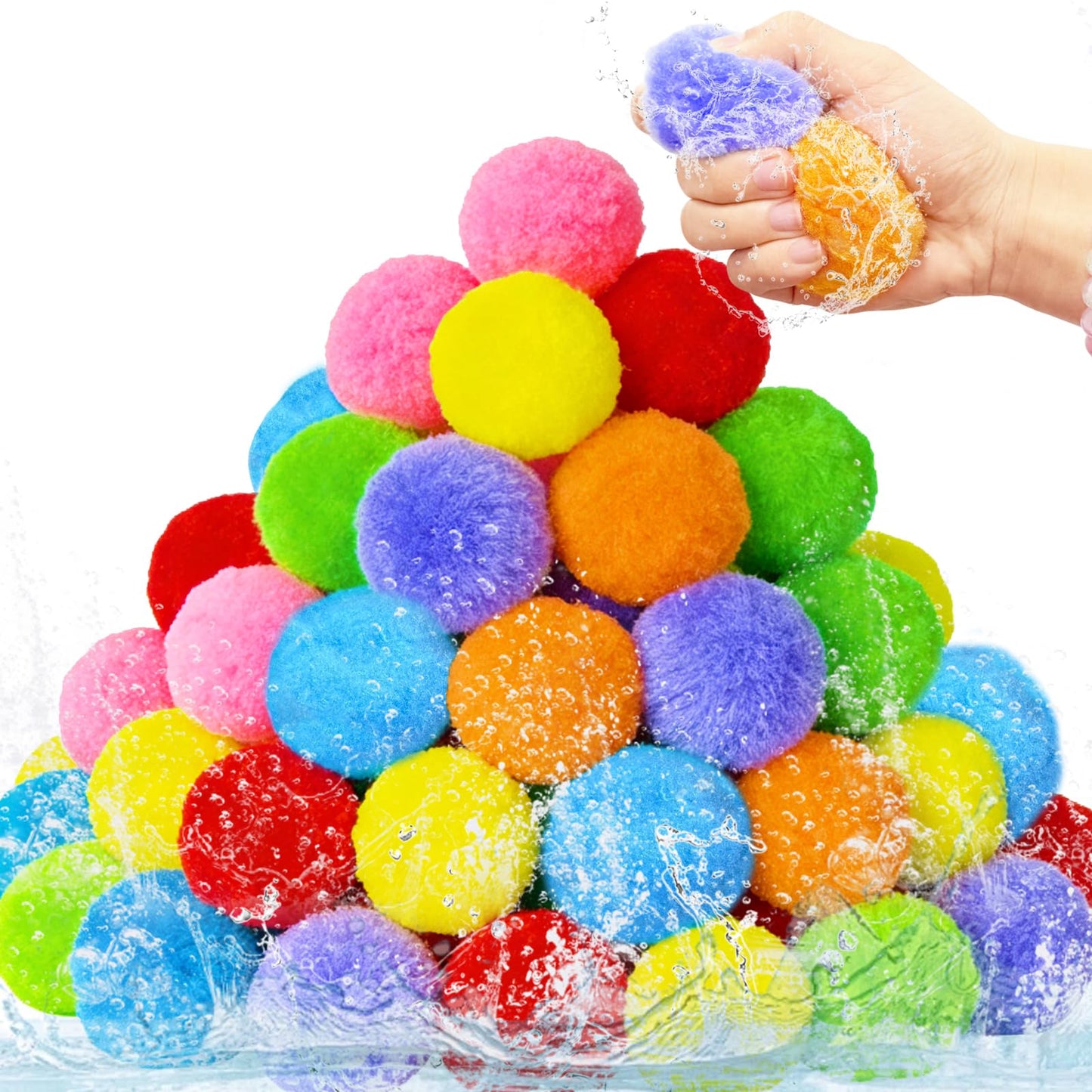 70 Pcs Reusable Water Balls with Mesh Bag,Outdoor Water Balloons for Kids,Soft Water Absorbent Balls for Outdoor Water Games,Pool,Beach,Activities