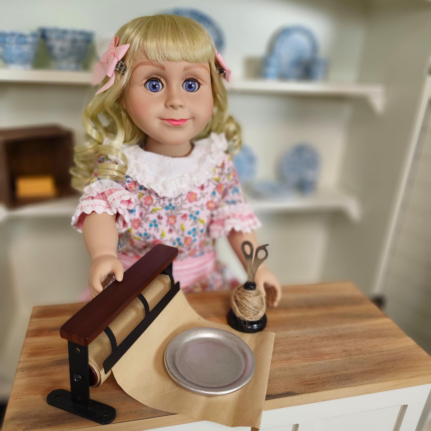 THE QUEEN'S TREASURES Little House on the Prairie 18 Inch Doll Oleson's Mercantile Vintage Style Store Wrapping Accessory with Paper Cutter, Twine