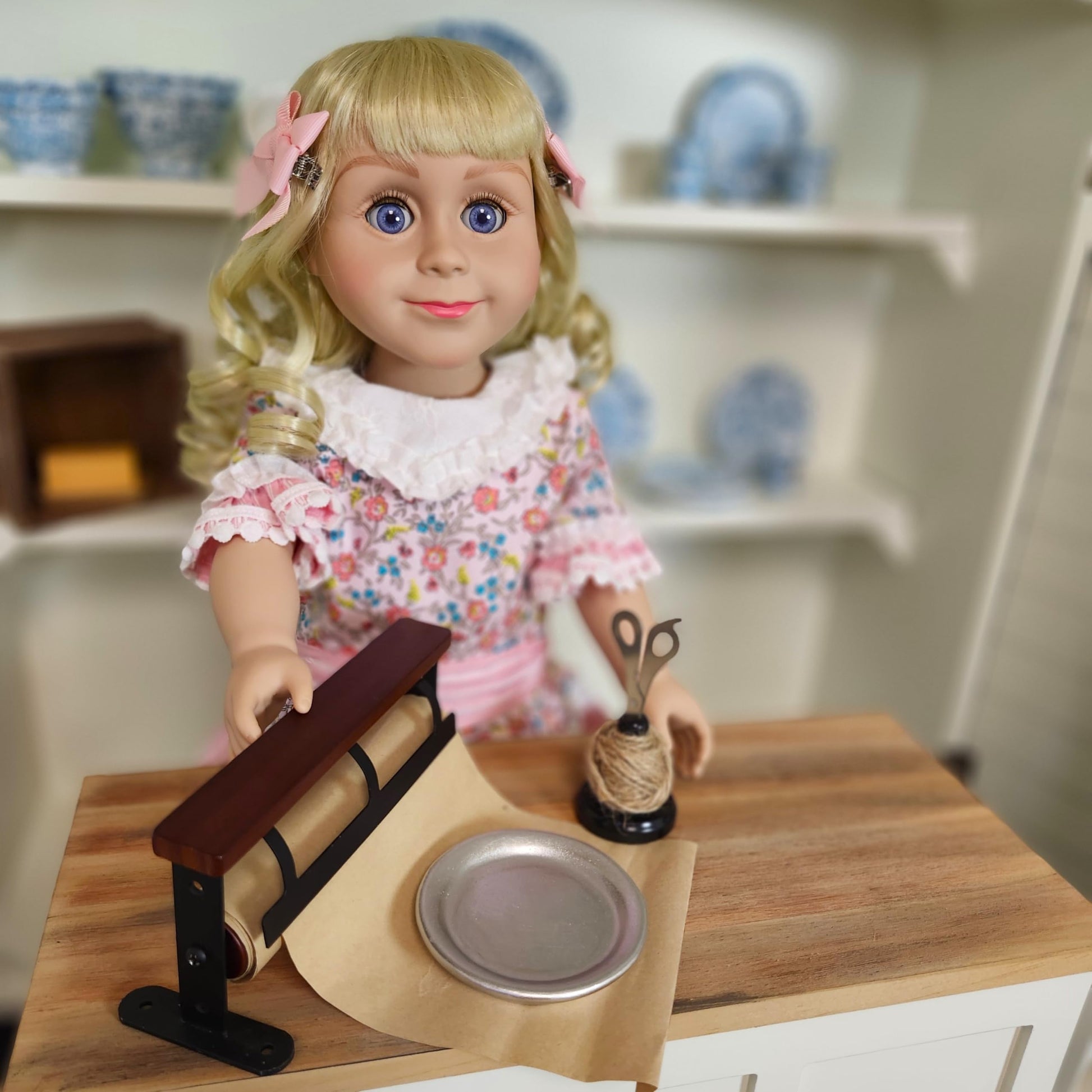 THE QUEEN'S TREASURES Little House on the Prairie 18 Inch Doll Oleson's Mercantile Vintage Style Store Wrapping Accessory with Paper Cutter, Twine