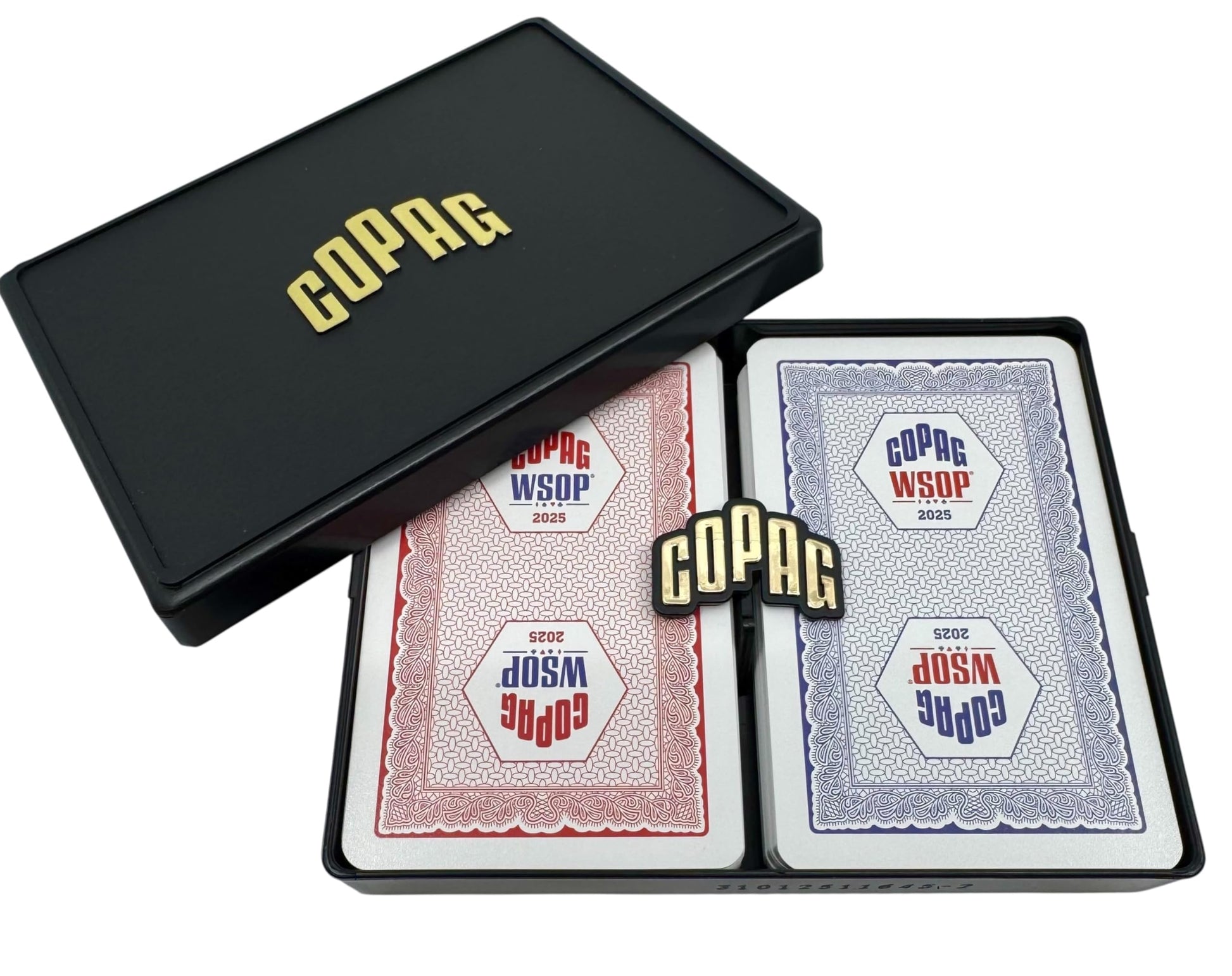 Copag WSOP 2025 Traditional Design 100% Plastic Playing Cards - Narrow Size (Bridge) Regular Index Blue/Red Double Deck Set
