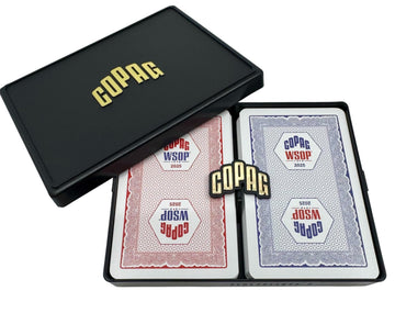 Copag WSOP 2025 Traditional Design 100% Plastic Playing Cards - Narrow Size (Bridge) Regular Index Blue/Red Double Deck Set