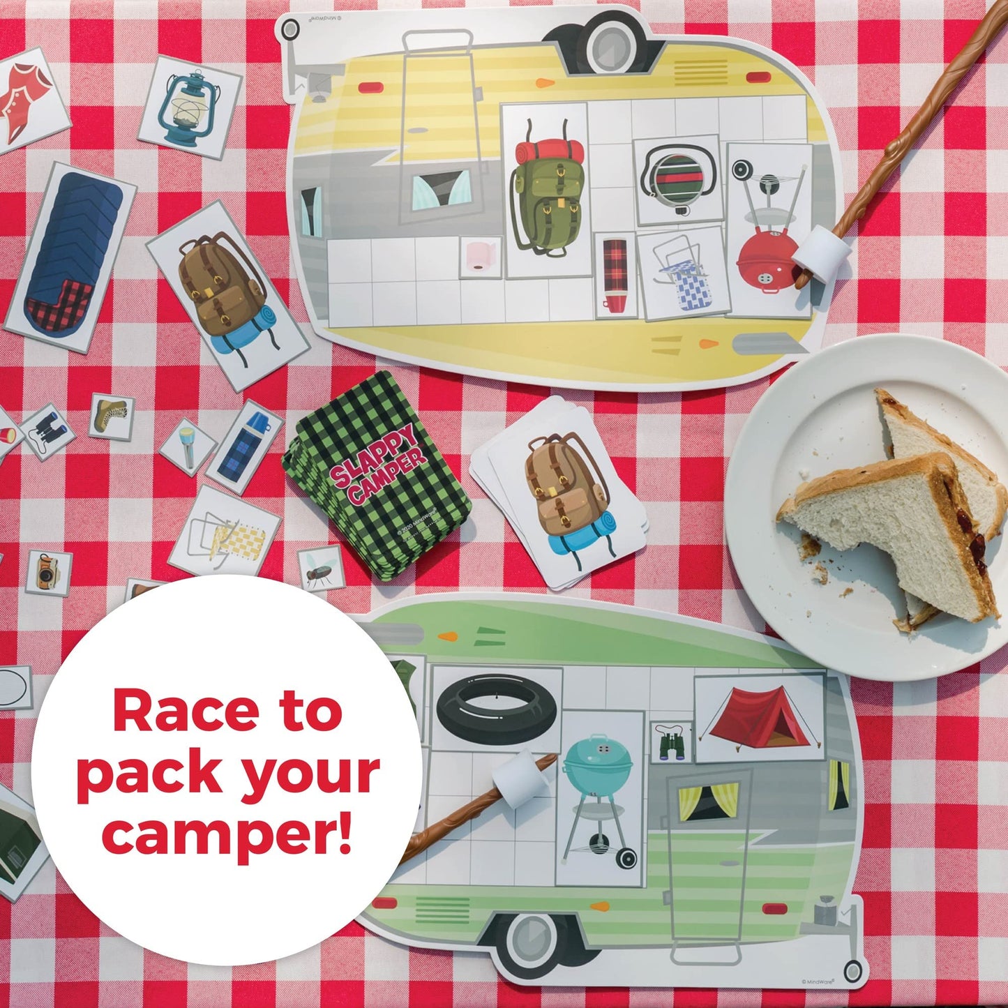 MindWare Slappy Camper Strategy Game - Think Fast and Fill Your Camper - for 2-4 Players - Ages 5 and Up