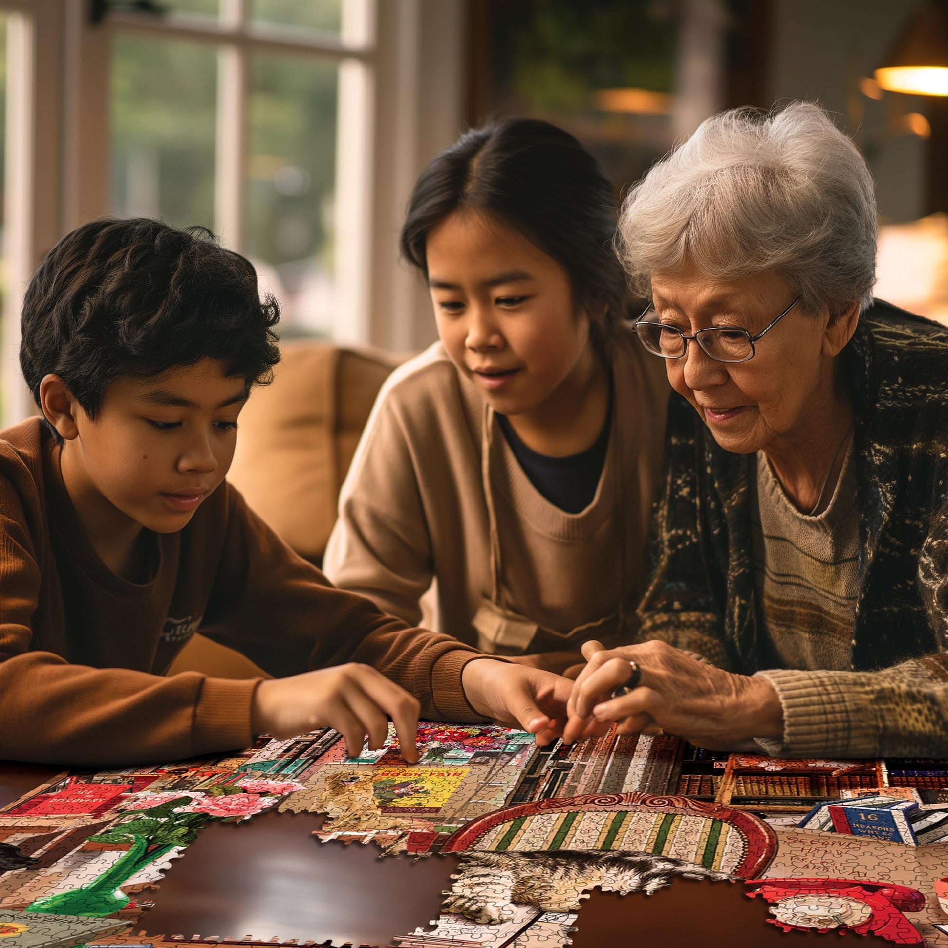 White Mountain 1000 Piece Jigsaw Puzzle Cats Vintage, Cozy Bookshop