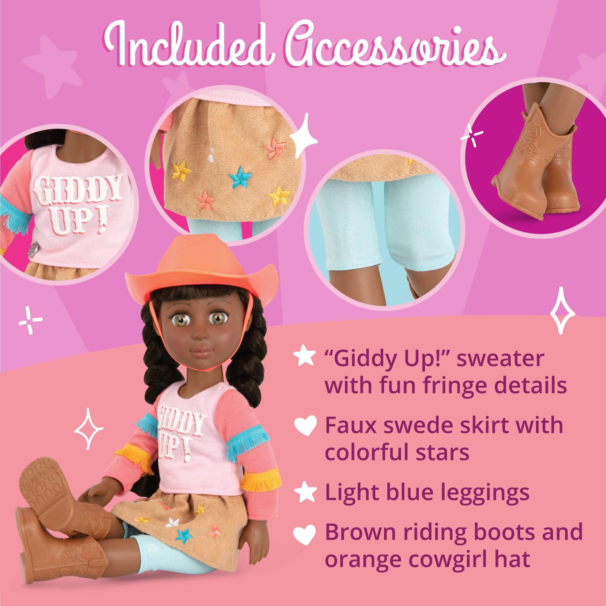 Glitter Girls - Jolie14-inch Poseable Equestrian Doll - Brown Hair & Green Eyes - Horseback Riding Outfit, Cowgirl Hat, and Boots - Toys, Clothes, and