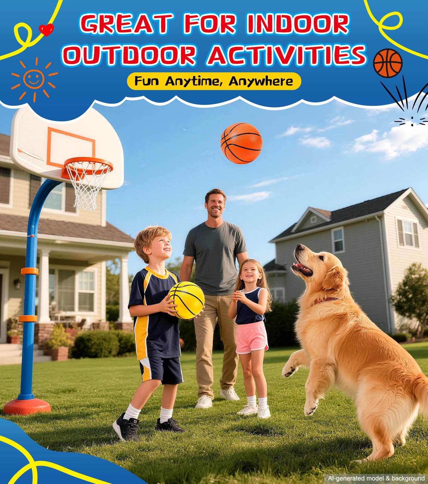 LAO XUE 6 Pack Mini Basketball Set with Pump,6 Inch Inflatable Balls