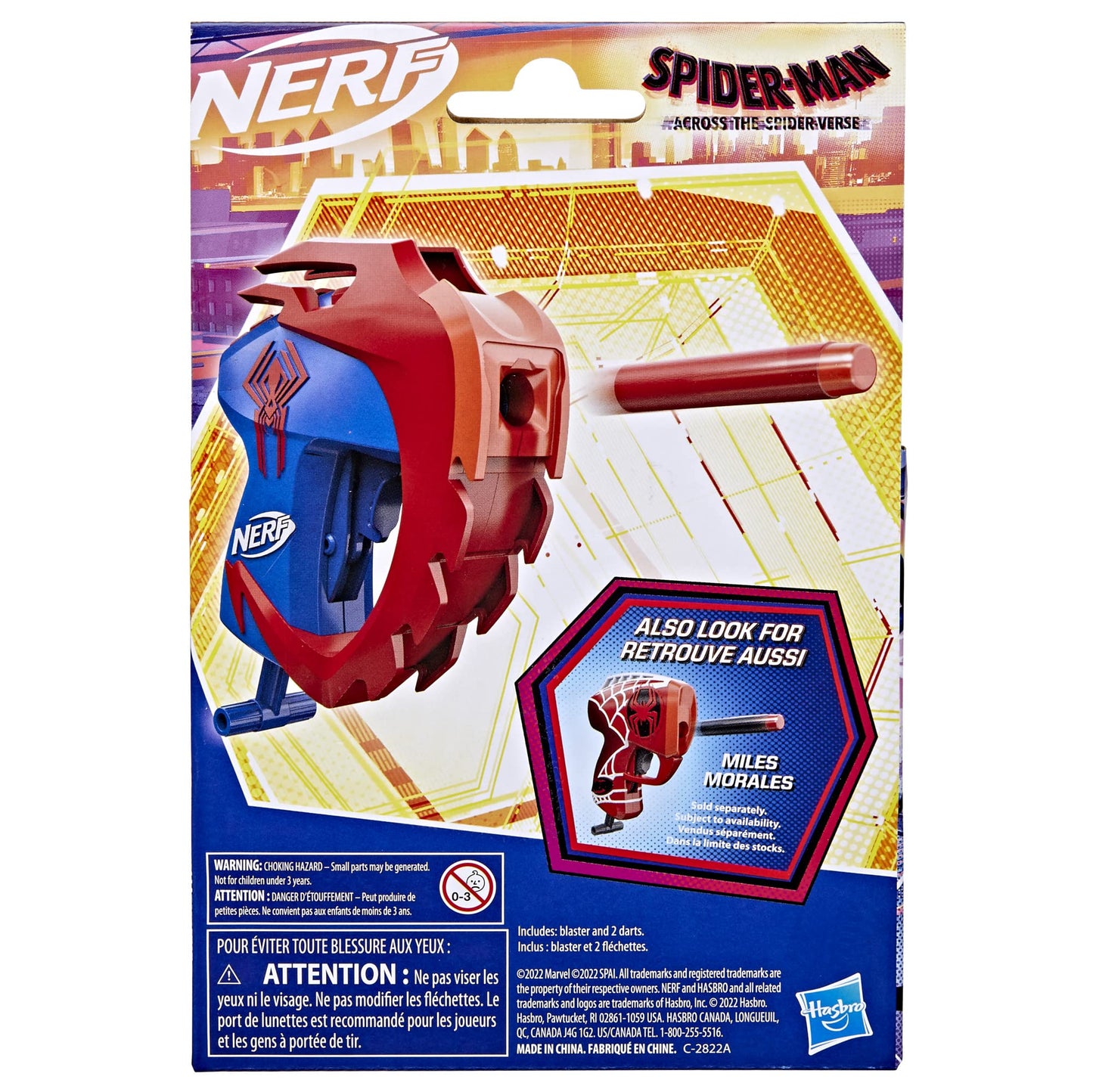 Nerf Spider-Man: Across The Spider-Verse, Spider-Man 2099 MicroShots Dart Blaster, Movie Inspired Design, 2 Elite Darts