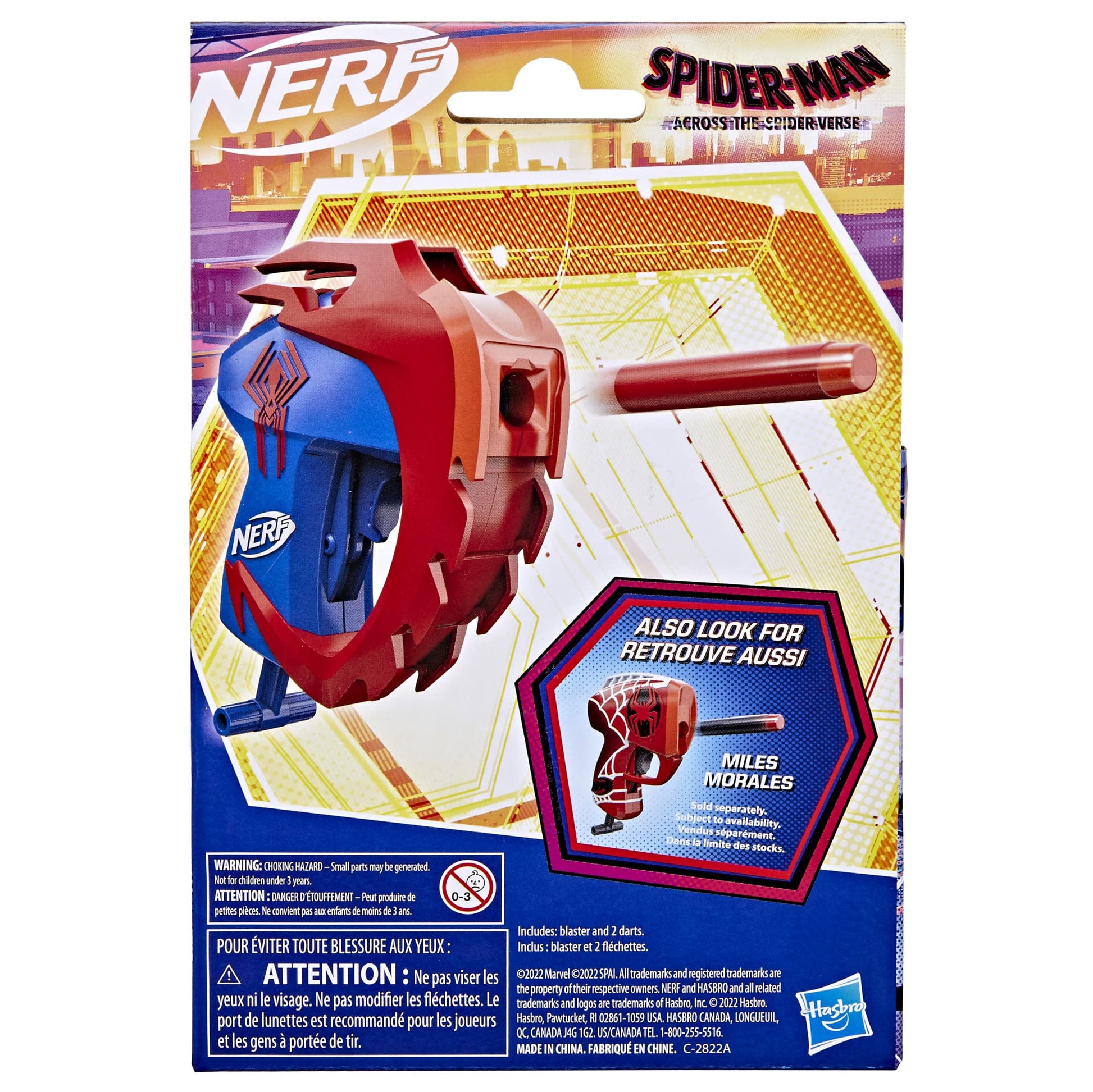 Nerf Spider-Man: Across The Spider-Verse, Spider-Man 2099 MicroShots Dart Blaster, Movie Inspired Design, 2 Elite Darts