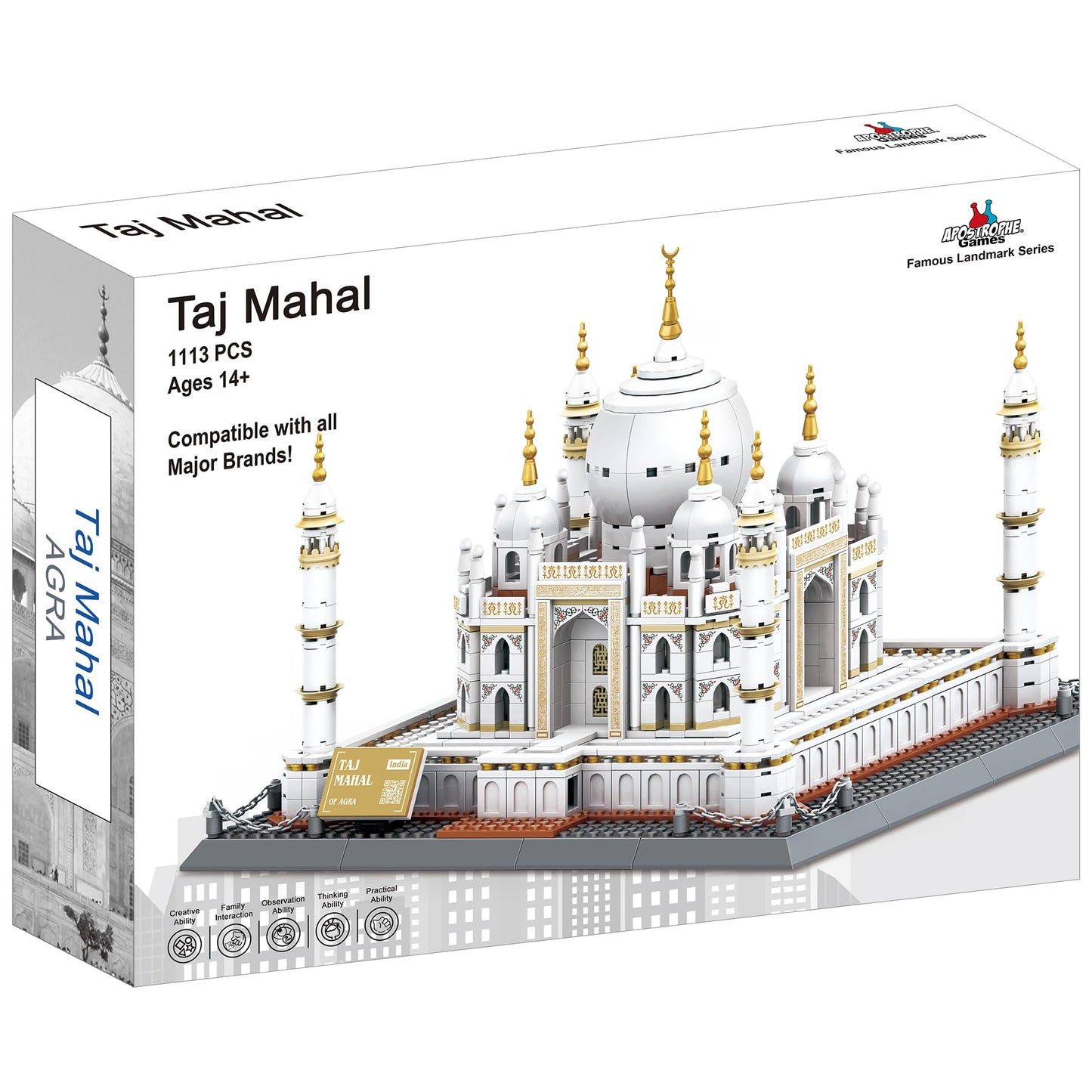 Apostrophe Games Taj Mahal Building Block Set (1,113 Pieces) India's Taj Mahal Famous Landmark Series Model for Kids and Adults