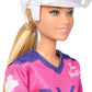 Tim Hortons Barbie PWHL 2025 Fashion Doll in Pink, Purple, & Teal Hockey Jersey, Includes Hockey Stick, Puck, and Helmet