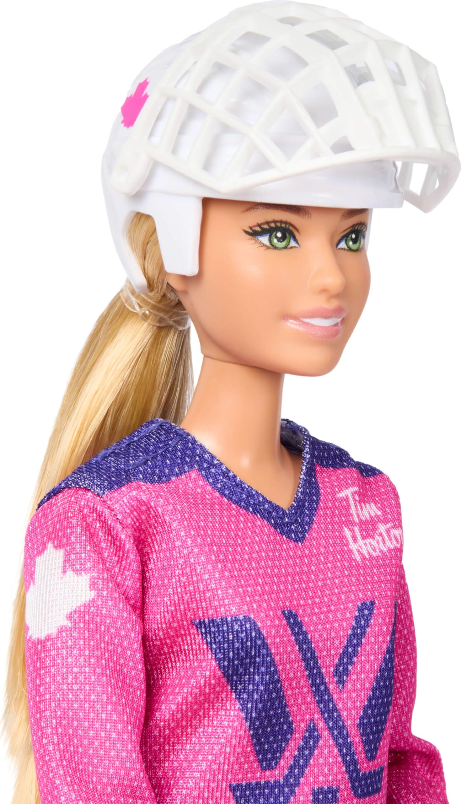 Tim Hortons Barbie PWHL 2025 Fashion Doll in Pink, Purple, & Teal Hockey Jersey, Includes Hockey Stick, Puck, and Helmet