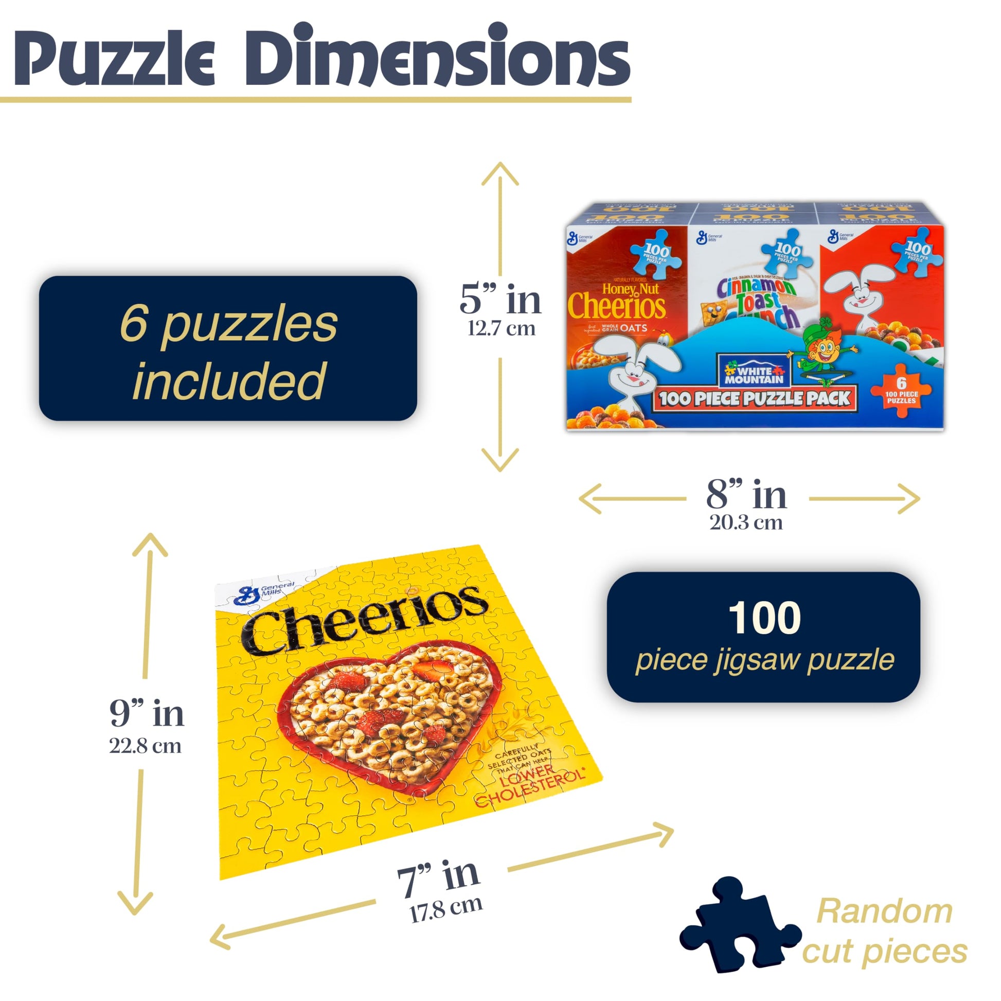 White Mountain 100 Piece Jigsaw Puzzles, Includes 6, Mini Cereal Boxes