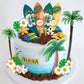 Summer Beach Happy Birthday Cake Topper Surfboard Palm Model Tree Umbrella Chair for Swimming Beach Luau Birthday (Surfboard)