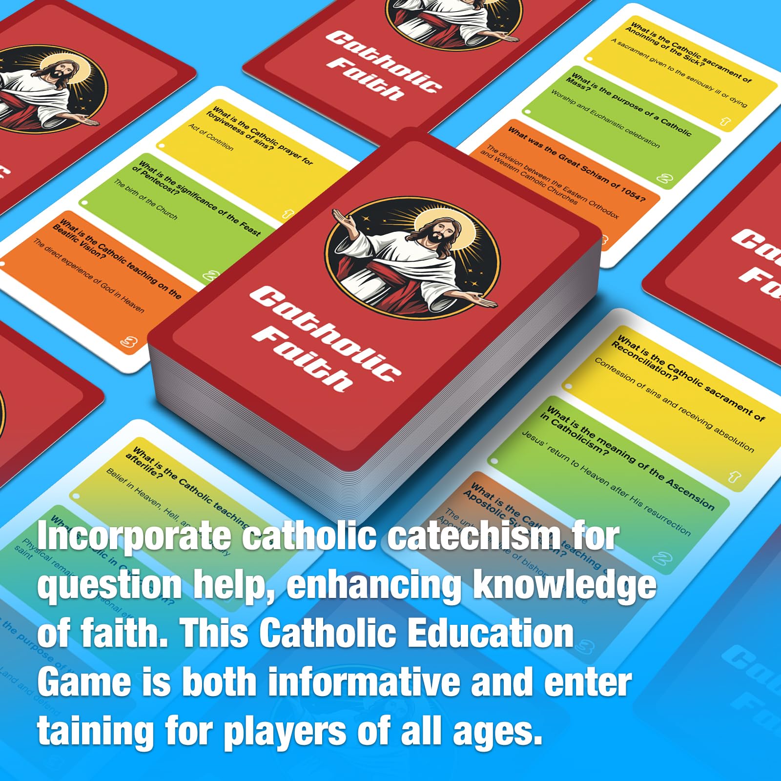 ZZBUY Catholic Bible Trivia Game Cards, Catholic Faith Game for Everyone, Bible Study, Dinnertime Game, Catholic Gift