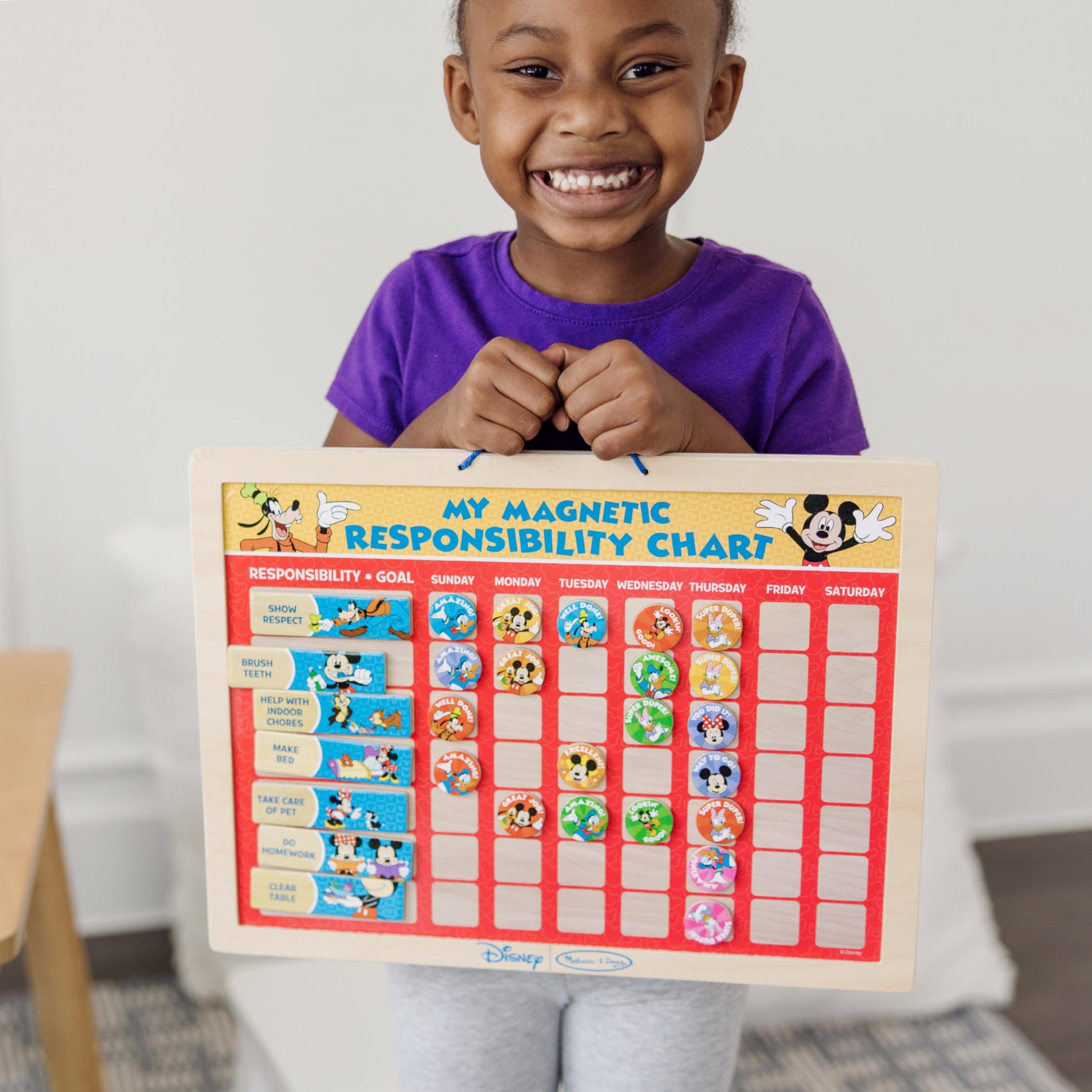 Melissa & Doug Disney Mickey Mouse Clubhouse My Magnetic Responsibility Chart - Toddler Routine, Kids Reward Board, Reward Chart for Toddlers and Kids