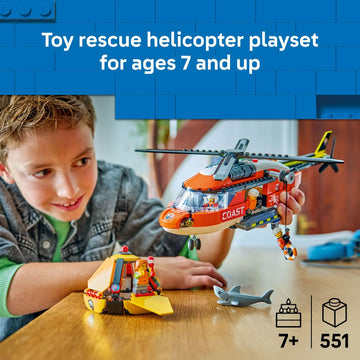 LEGO City Coast Guard Helicopter Building Toy for Kids - Pretend Play Emergency Response Set for Boys & Girls, Ages 7+ - Includes 4 Minifigures